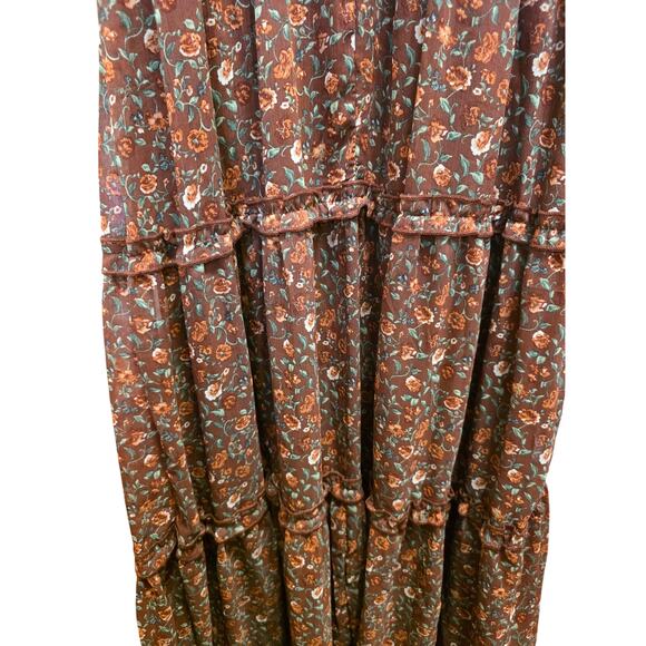 Francesca's AUDREY PARIS Smocked Brown Floral Midi Dress Size Medium NWT - Picture 7 of 9